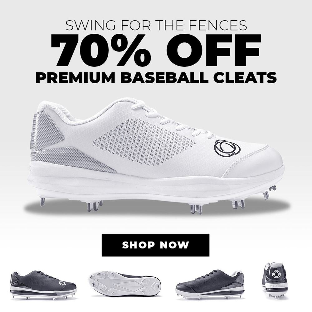 Athalonz Performance Baseball Metal Cleats White Mens 10‎ + 9% More Power NIB